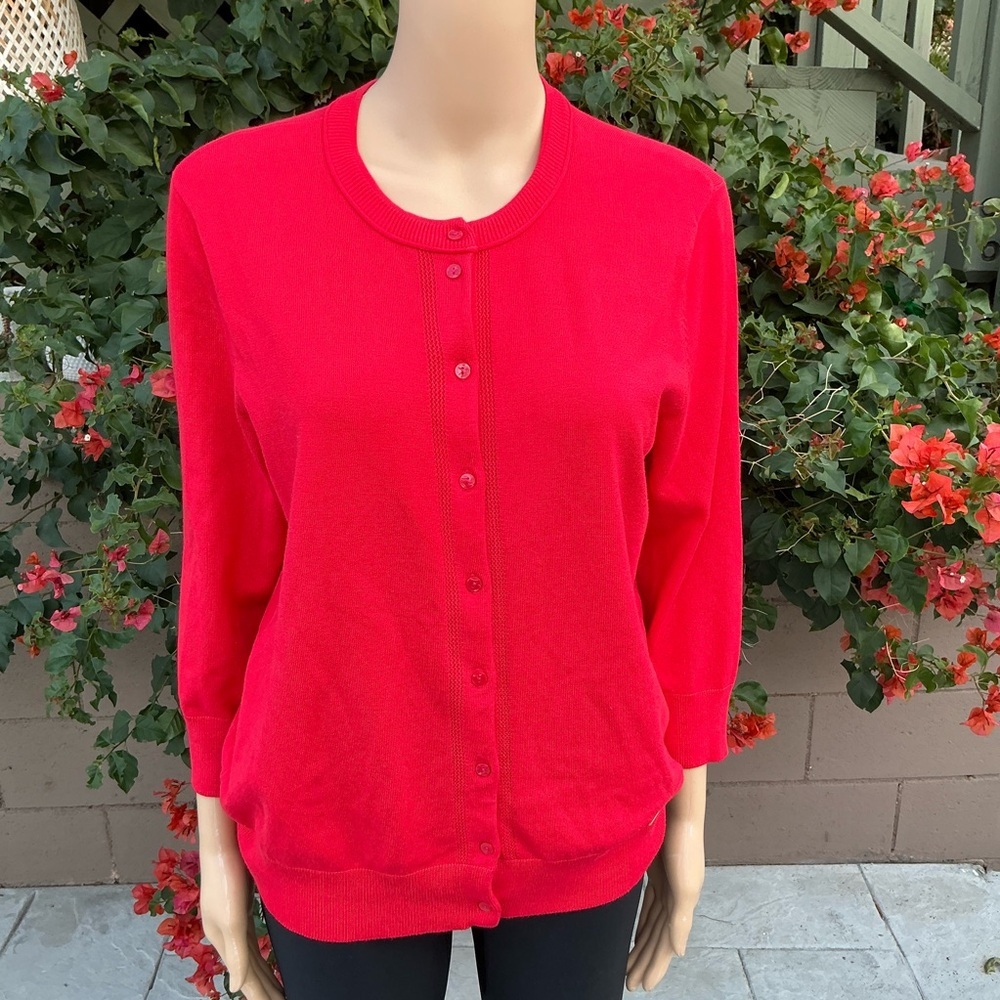 Women's Red Button-Up Sweater